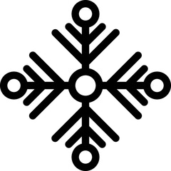 Line art illustration of snowflake icon.