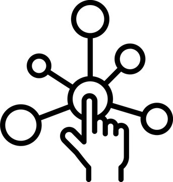 Line art illustration of interactivity icon.