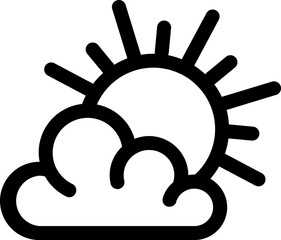 Sun with cloud icon in thin line art.