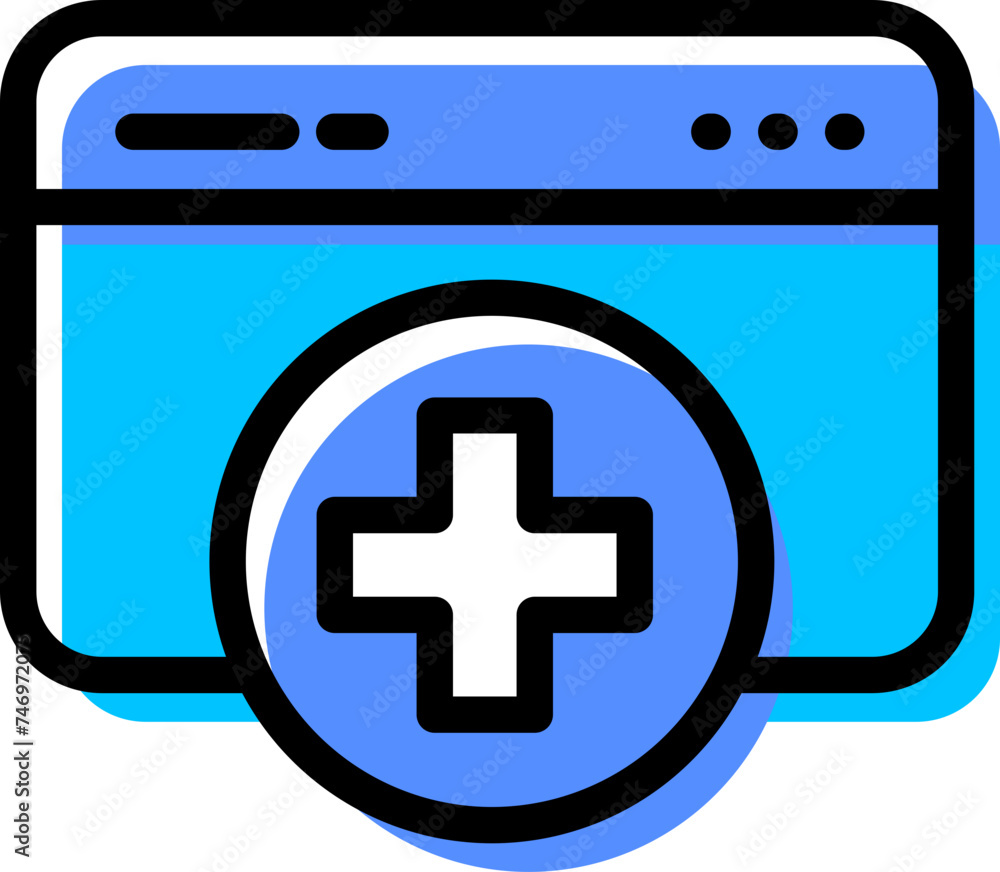 Aufkleber add or new web page icon in flat style.