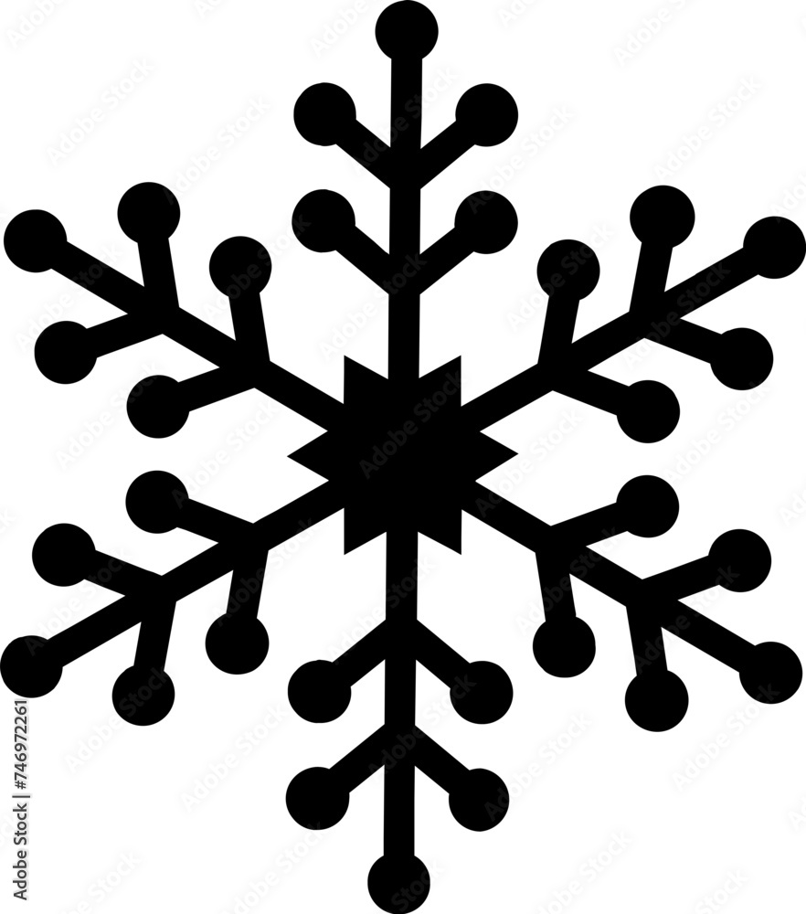 Poster snowflake icon in b&w color.