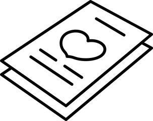 Line art illustration of wedding cards icon.