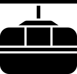 B&W illustration of cable car icon.