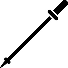Flat style ski stick icon in black color.