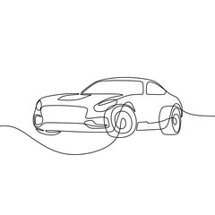 Single continous line art of sport car