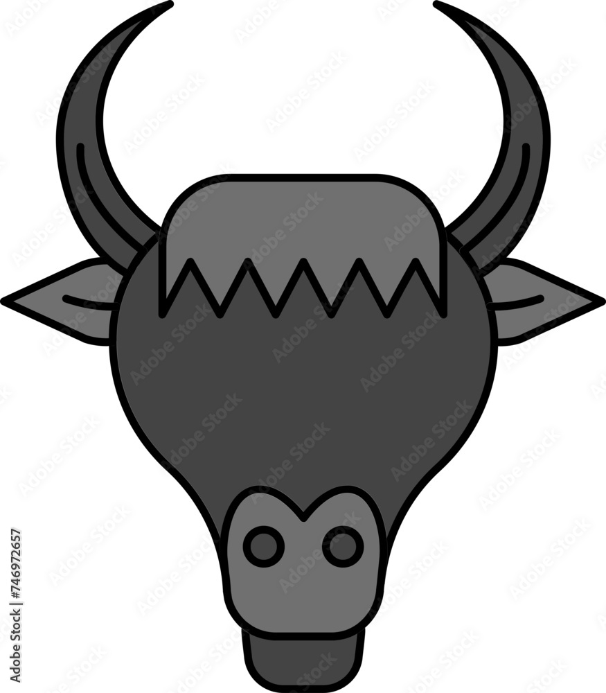 Wall mural bull head or taurus icon or symbol in gray color.