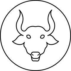 Flat Style Taurus Zodiac Sign in Black Thin Line Art.