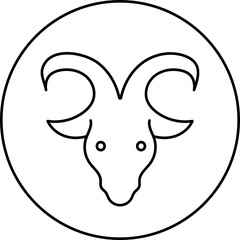 Capricorn Horoscope Icon on Round Shape.