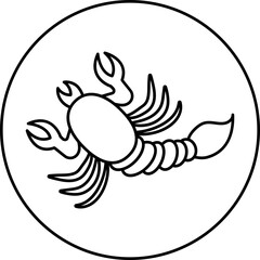 Scorpio Zodiac Sign in Black Line Art.