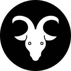 Capricorn Horoscope Icon on Round Shape.