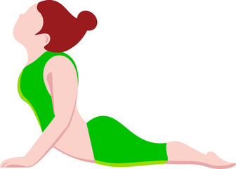 Young lady character in bhujangasana pose icon.