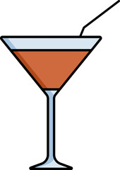 Cocktail or Mocktail Drink Glass icon in Brown color.