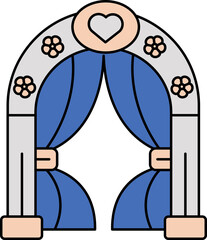 Wedding Arch Icon In Blue And Orange Color.