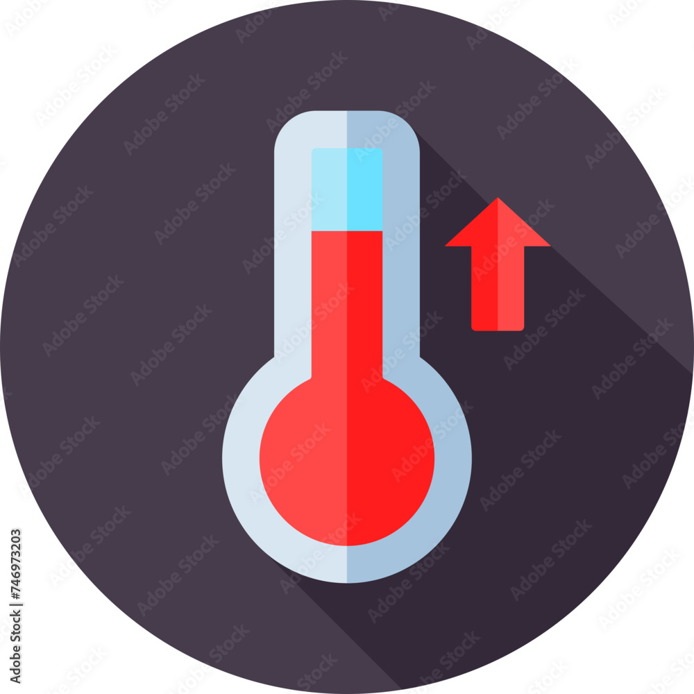 Poster high temperature or thermometer speed arrow icon in red color.