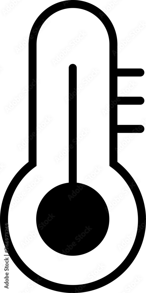 Poster thermometer with speed mark icon in black line art.