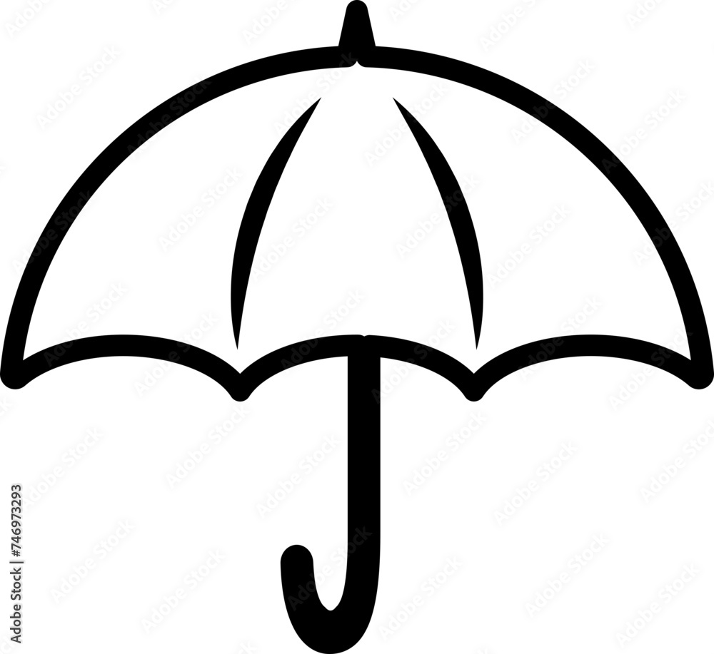 Sticker flat style umbrella icon in line art.