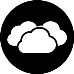 White Clouds icon on Black Circle Background.