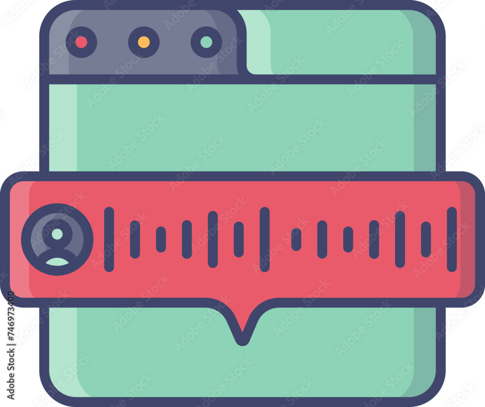Poster online message web page icon in green and red color.