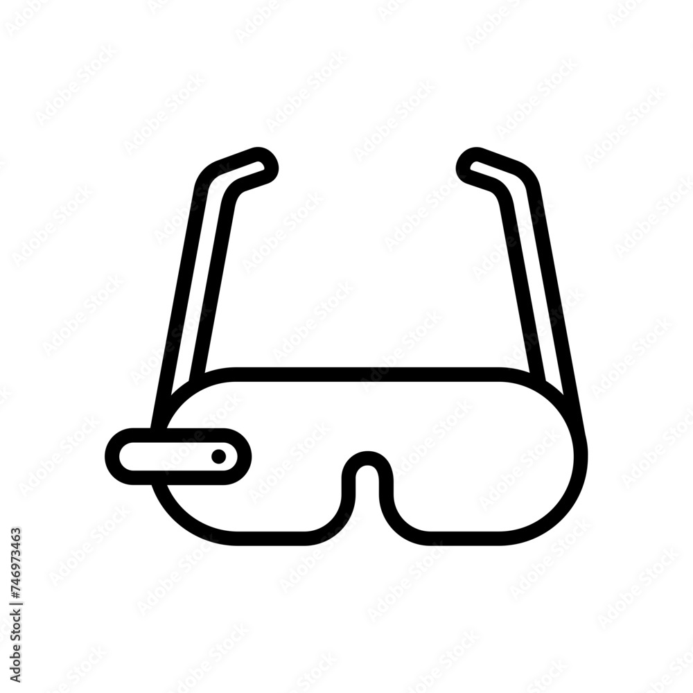 Sticker flat style vr glasses icon in line art.