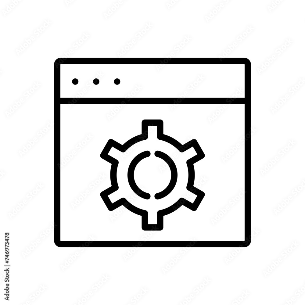 Poster web setting icon in black line art.