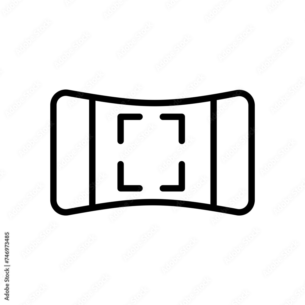 Sticker scan screen icon in black line art.