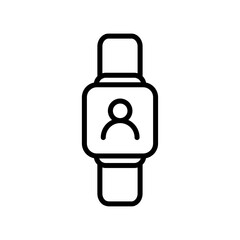 Video calling from smart watch icon in thin line art.