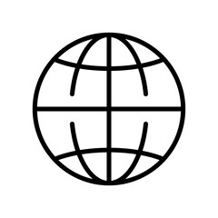 Black line art illustration of Globe icon.