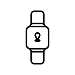 Location app in smart watch icon in line art.