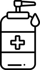 Hand Wash or Sanitizer Bottle icon in line art.