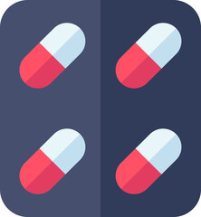 Capsule packet icon in red and blue color.