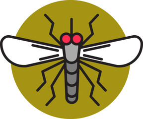 Illustration of Mosquito icon on green circle background.