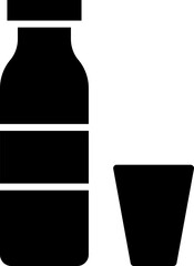 Bottle And Glass Icon In Glyph Style.