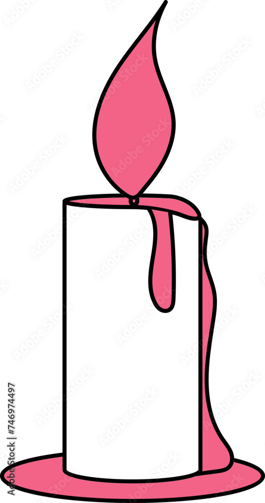 Poster candle icon in pink and white color.