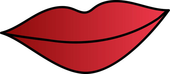 Illustration of Lips Icon In Red Color.