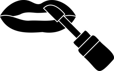 Makeup Lips Icon In Glyph Style.