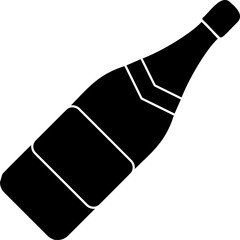 Champagne Bottle Icon In B&W Color.