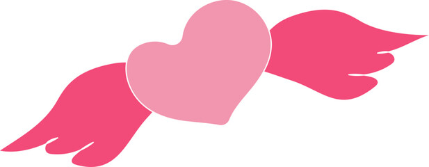 Illustration of Heart With Wings Icon In Flat Style.