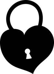 Fototapeta premium Heart Shaped Padlock Icon In Black And White Color