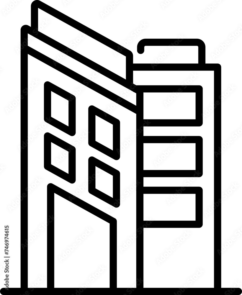 Wall mural apartment building icon in line art.