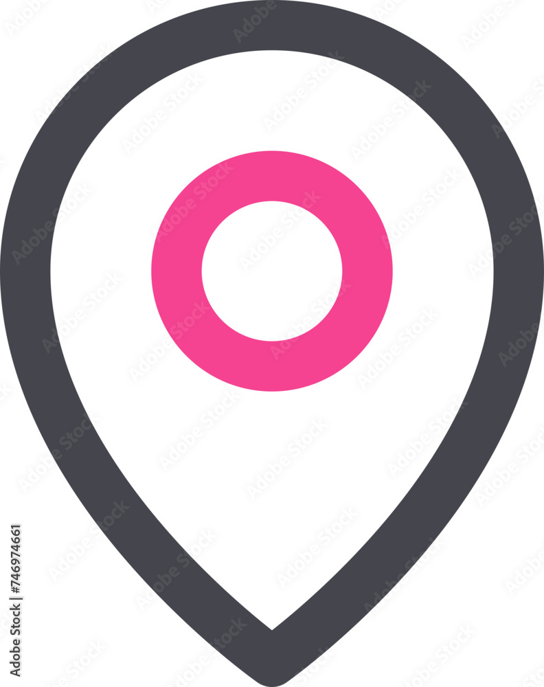 Wall mural Location Pin icon in grey and pink line art.