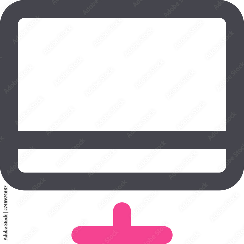 Canvas Prints Desktop Or Computer icon in grey and pink line art.