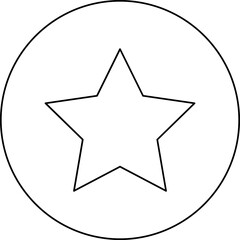 Black Outline Star Rating Icon On White Background.