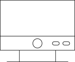 Flat Style Monitor Icon In Thin Line Art.