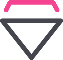 Diamond icon or symbol in grey and pink outline.