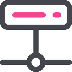 Flat Style Server icon in grey and pink line art.