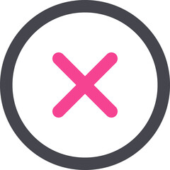 Obraz premium Cross Button icon in pink and grey line art.