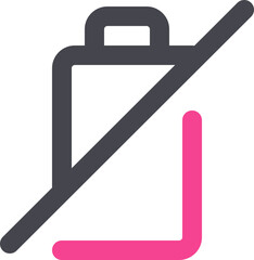 Empty Or Warning Battery icon in grey and pink line art.