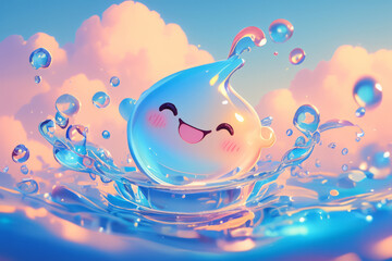 Cute cartoon water drops