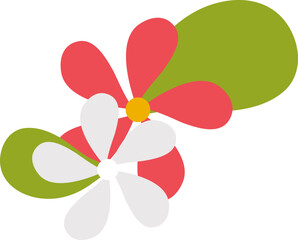 Red and Grey Flowers with Green Leaves icon in flat style.