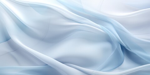 Abstract white and Light Blue textile transparent fabric silk fabric weave of cotton or linen satin fabric lies texture background.